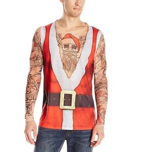 Faux Real Men's 3D Photo-Realistic Ugly Christmas Sweater Long Sleeve T-Shirt